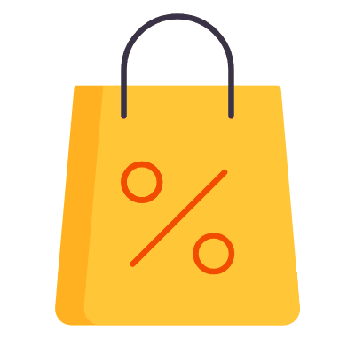 Shopping Bag Percent, Animated Icon, Flat