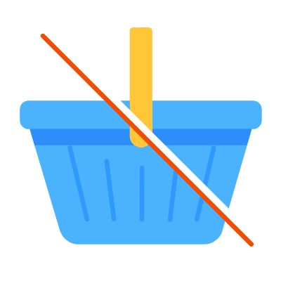 Shopping Basket Slash, Animated Icon, Flat