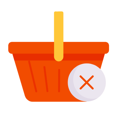 Shopping Basket Cross, Animated Icon, Flat