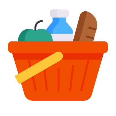 Shopping Basket Groceries, Animated Icon, Flat