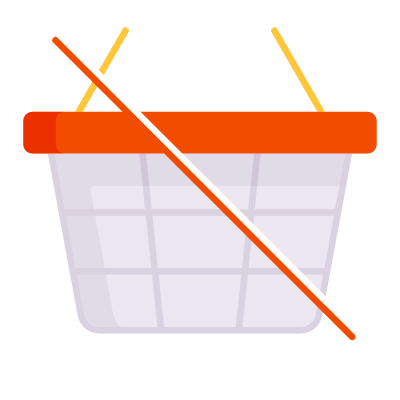 Shopping Basket Wire Slash, Animated Icon, Flat
