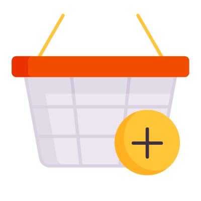 Shopping Basket Wire Plus, Animated Icon, Flat