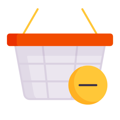 Shopping Basket Wire Minus, Animated Icon, Flat