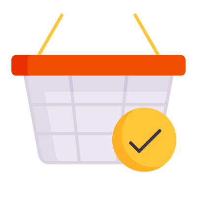 Shopping Basket Wire Check, Animated Icon, Flat