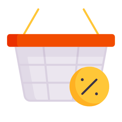 Shopping Basket Wire Percent, Animated Icon, Flat