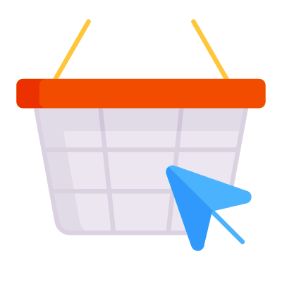 Shopping Basket Wire Online, Animated Icon, Flat