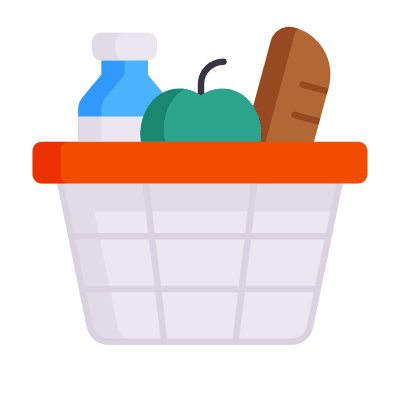 Shopping Basket Wire Groceries, Animated Icon, Flat