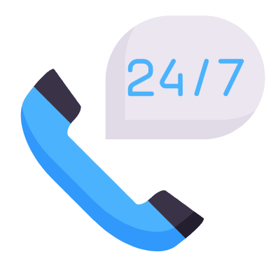 Phone 24 7, Animated Icon, Flat
