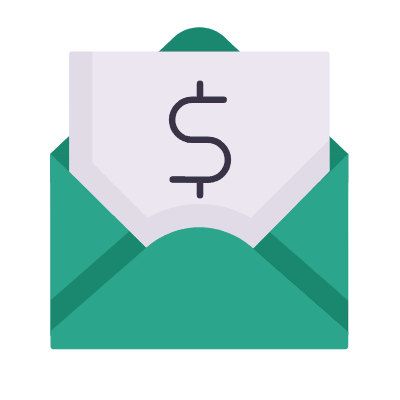Mail Open Dollar, Animated Icon, Flat