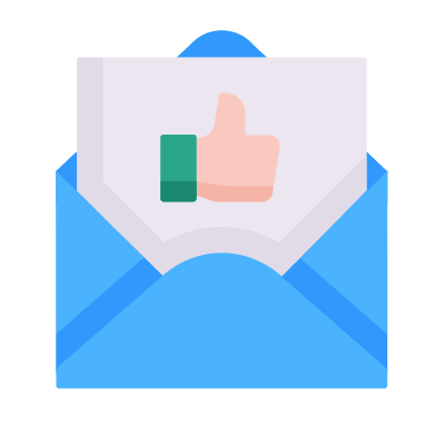 Mail Open Thumb Up, Animated Icon, Flat