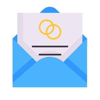 Mail Open Wedding, Animated Icon, Flat