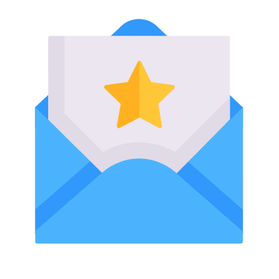 Mail Open Star, Animated Icon, Flat