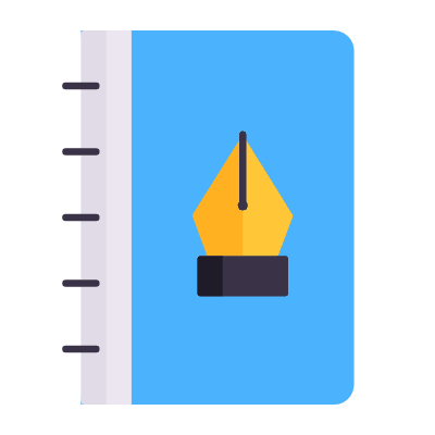 Notebook Pen, Animated Icon, Flat