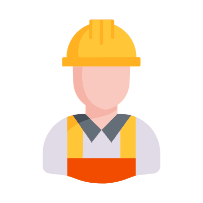 Man Construction Worker, Animated Icon, Flat