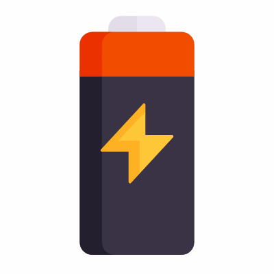 Battery Bolt, Animated Icon, Flat
