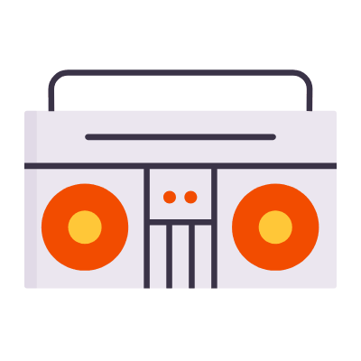 Boombox, Animated Icon, Flat