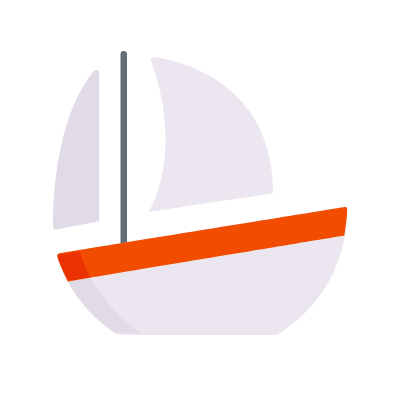 Sailboat, Animated Icon, Flat
