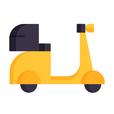 Moped, Animated Icon, Flat