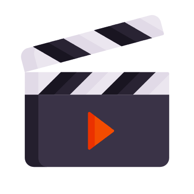Clapperboard Play, Animated Icon, Flat