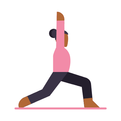 Yoga Warrior, Animated Icon, Flat