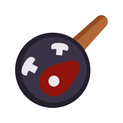 Frying Pan Cooking, Animated Icon, Flat