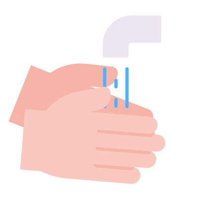 Rinsing Hands, Animated Icon, Flat