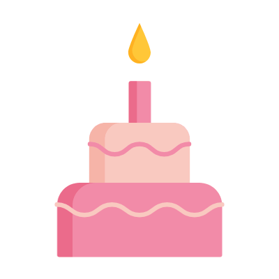 Birthday Cake, Animated Icon, Flat