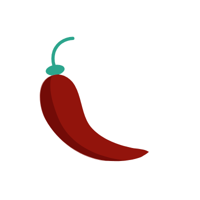 One Chili Pepper Spicy, Animated Icon, Flat