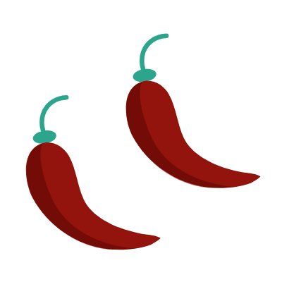 Two Chili Peppers Hot, Animated Icon, Flat