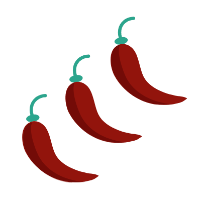 Three Chili Peppers Extra Hot, Animated Icon, Flat
