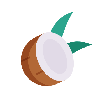 Coconut, Animated Icon, Flat