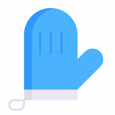 Oven Mitt, Animated Icon, Flat