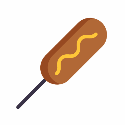 Corn Dog, Animated Icon, Flat
