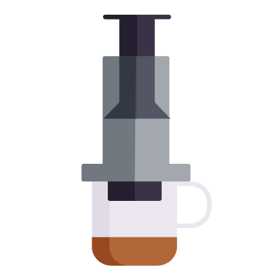 Aeropress Coffee, Animated Icon, Flat