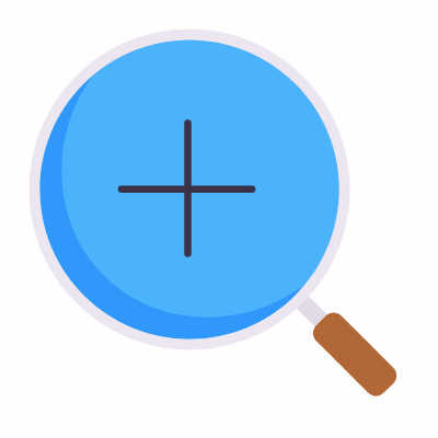 Magnifier Plus, Animated Icon, Flat