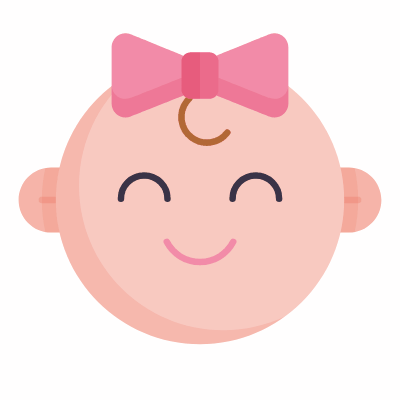 Baby Girl, Animated Icon, Flat