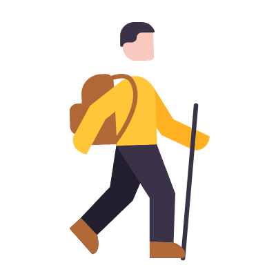 Hiking, Animated Icon, Flat