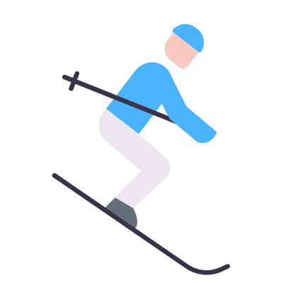 Skiing, Animated Icon, Flat