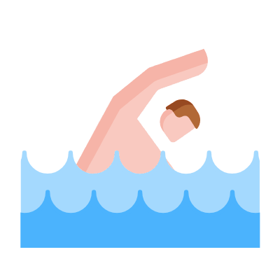 Swimming, Animated Icon, Flat