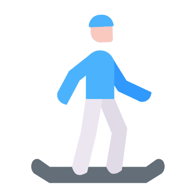 Snowboard, Animated Icon, Flat