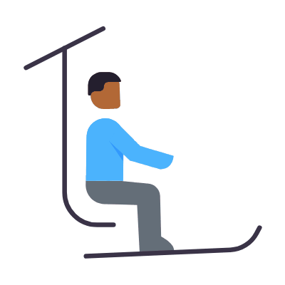 Ski Lift, Animated Icon, Flat