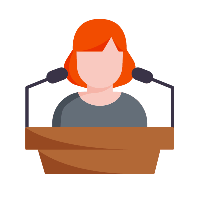 Woman Lecturer, Animated Icon, Flat