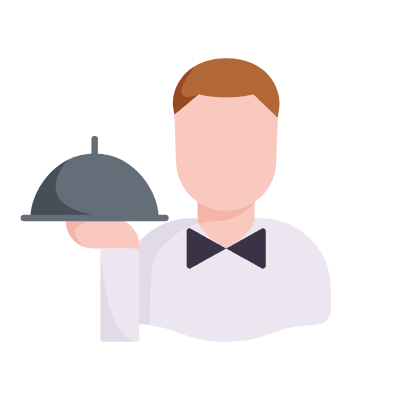 Man Waiter, Animated Icon, Flat