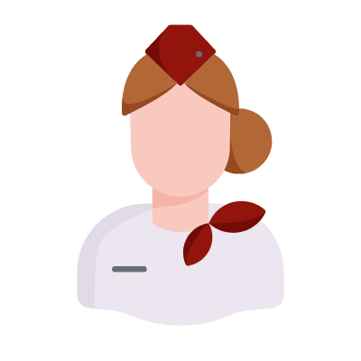 Stewardess, Animated Icon, Flat