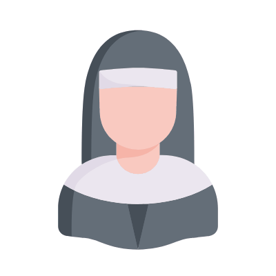 Nun, Animated Icon, Flat