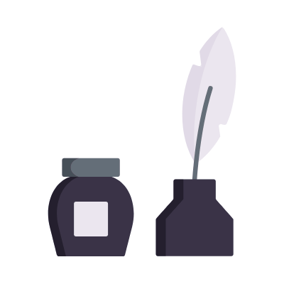Inkwell, Animated Icon, Flat