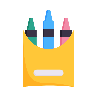 Crayons, Animated Icon, Flat