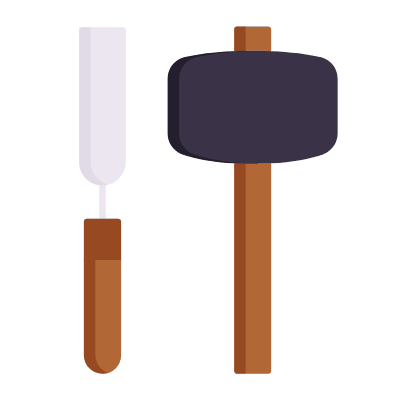 Chisel Hammer, Animated Icon, Flat