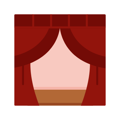 Stage Curtains, Animated Icon, Flat