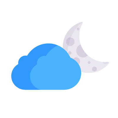 Cloud Moon, Animated Icon, Flat